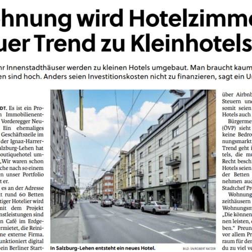 Hotelbett statt Wohnung: Neuer Trend zu Kleinhotels in Salzburg